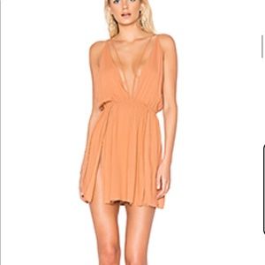Harlem layered mini dress in Clay